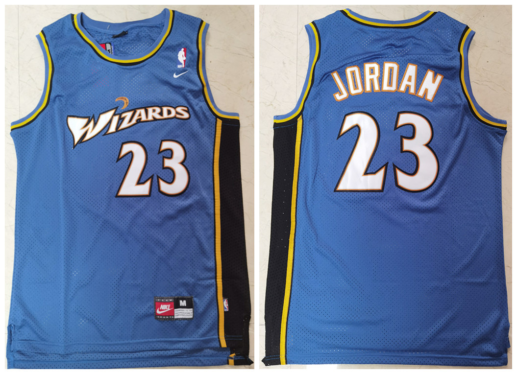 Men's Washington Wizards #23 Michael Jordan Blue Throwback Stitched Jersey