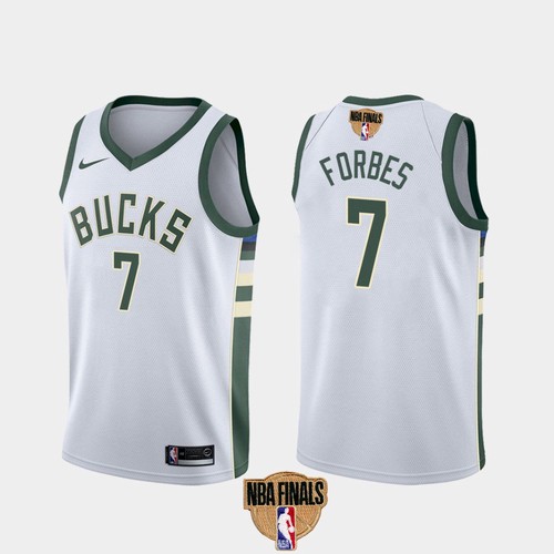 Men's Milwaukee Bucks #7 Bryn Forbes 2021 NBA Finals White Association Edition Stitched Jersey
