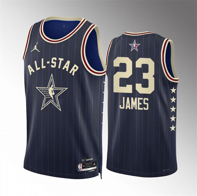 Men's 2024 All-Star #23 LeBron James Navy Stitched Basketball Jersey