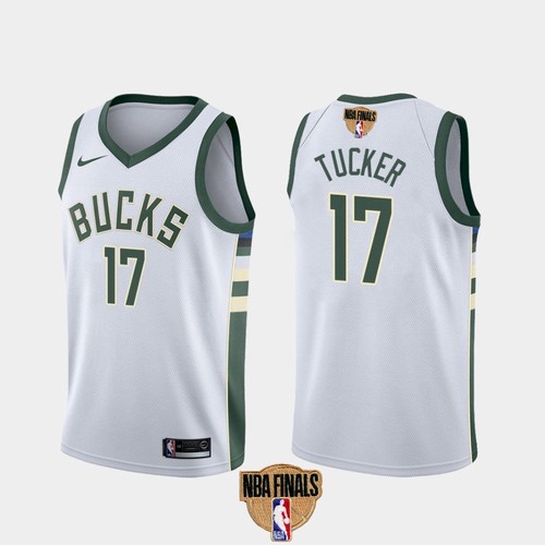 Men's Milwaukee Bucks #17 P.J. Tucker 2021 NBA Finals White Association Edition Stitched Jersey