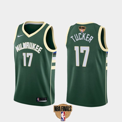 Men's Milwaukee Bucks #17 P.J. Tucker 2021 NBA Finals Green Association Edition Stitched Jersey
