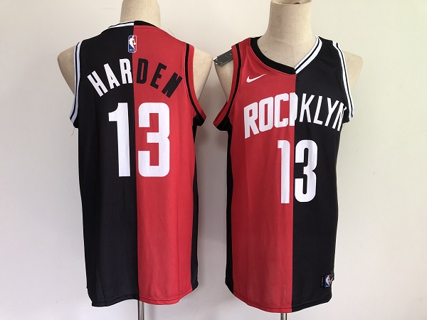 Men's Brooklyn Nets And #13 James Harden Black Red 2021 Past & Present MVP Stitched NBA Jersey