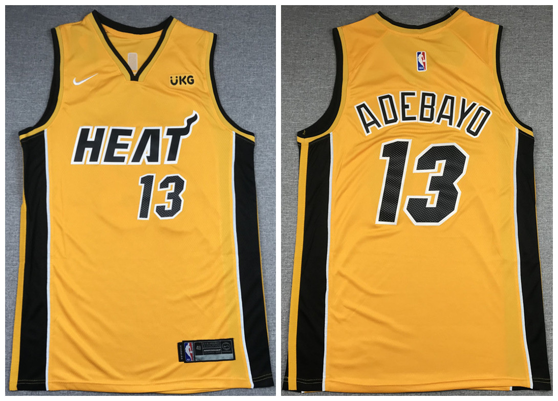 Men's Miami Heat #13 Bam Adebayo Gold Stitched NBA Jersey
