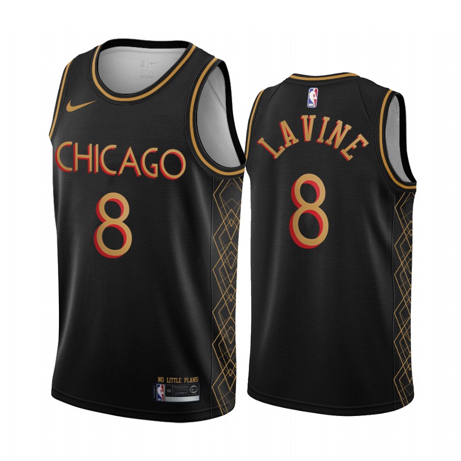 Men's Chicago Bulls #8 Zach Lavine 2020 Black City Edition Stitched NBA Jersey