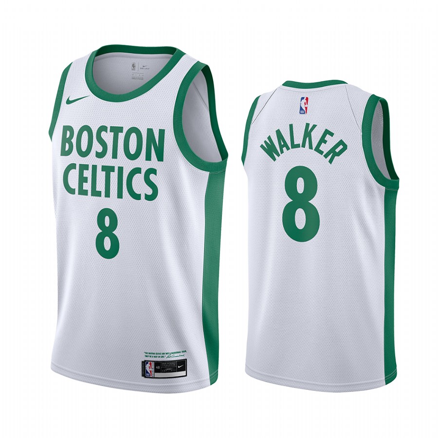 Men's Boston Celtics #8 Kemba Walker White City Edition Swingman Stitched Jersey
