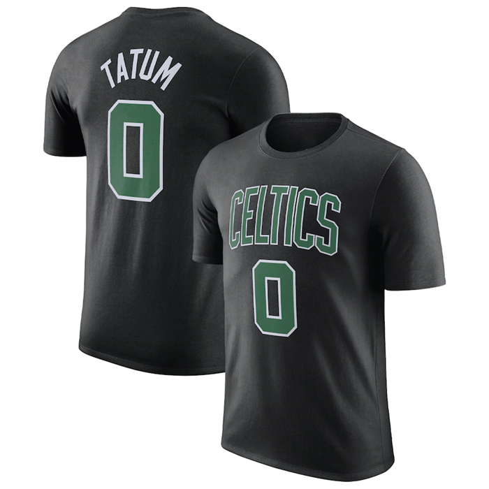 Men's Boston Celtics #0 Jayson Tatum Black 2022/23 Statement Edition Name & Number T-Shirt