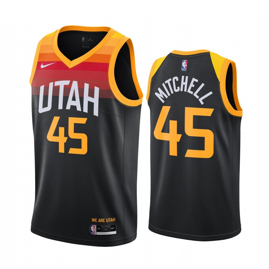 Men's Utah Jazz #45 Donovan Mitchell Black City Edition Stitched Jersey