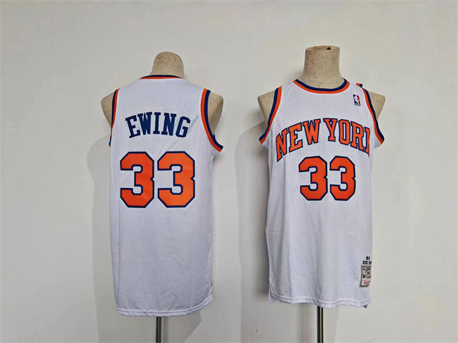 Men's New Yok Knicks #33 Patrick Ewing White Throwback Stitched Jersey