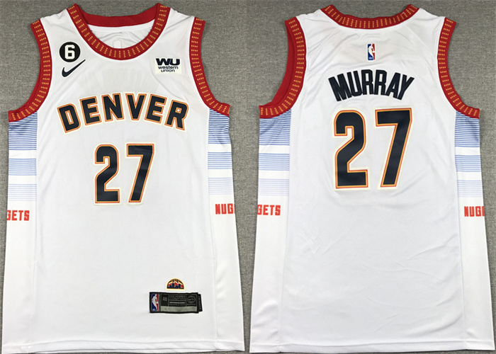 Men's Denver Nuggets #27 Jamal Murray Silver 2022/23 City Edition With NO.6 Patch Stitched Jersey