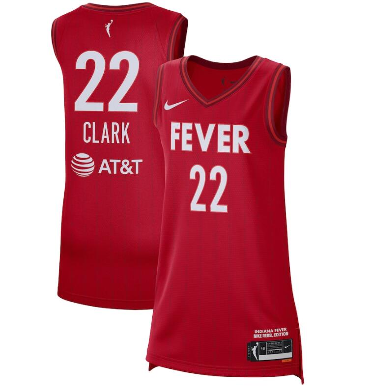 Women's #22 Caitlin Clark Red 2024 WNBA Draft Rebel Edition Victory Stitched Jersey
