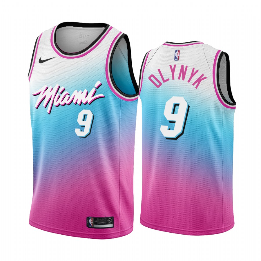 Men's Miami Heat #9 Kelly Olynyk Blue/Pink City Edition Stitched Jersey