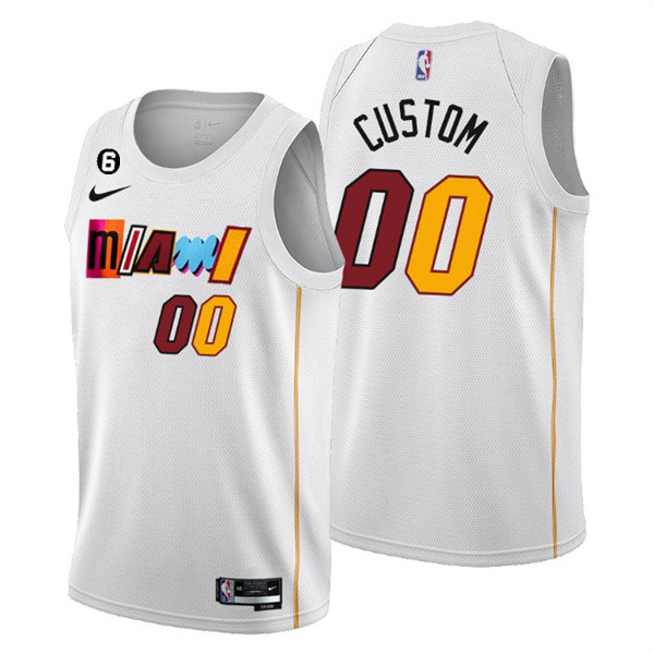 Men's Miami Heat Active Player Custom White 2022/23 City Edition With NO.6 Patch Stitched Basketball Jersey