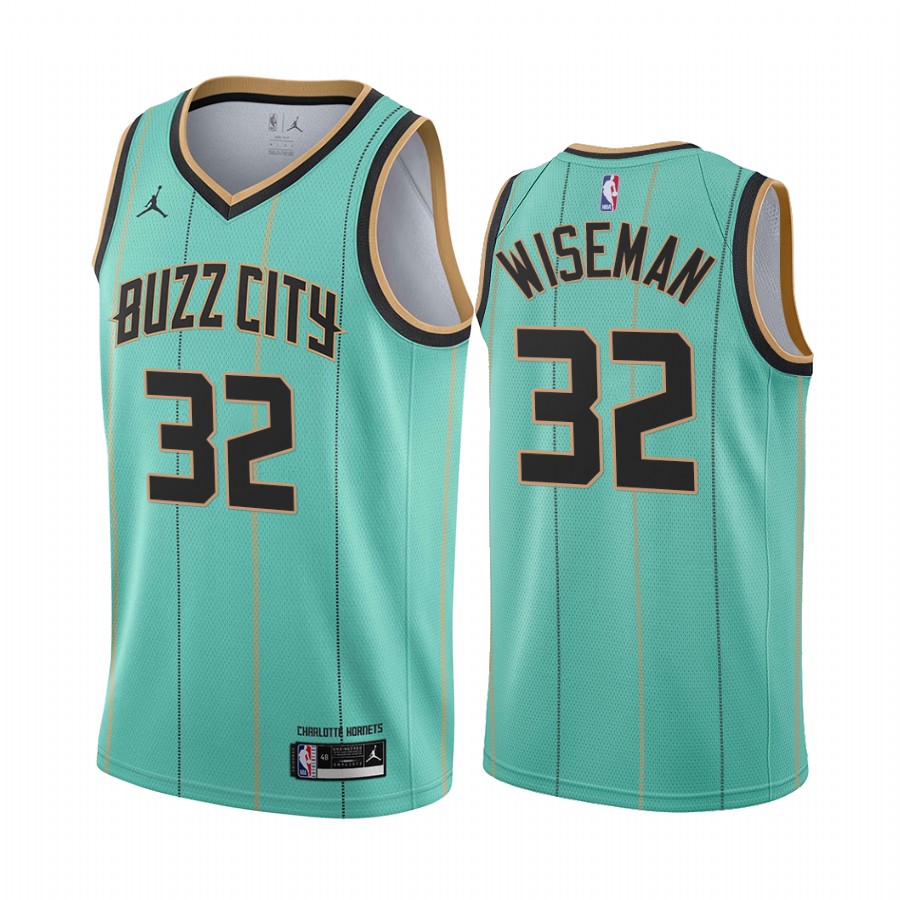 Men's Charlotte Hornets #32 James Wiseman Teal Icon Edition Swingman Stitched Jersey