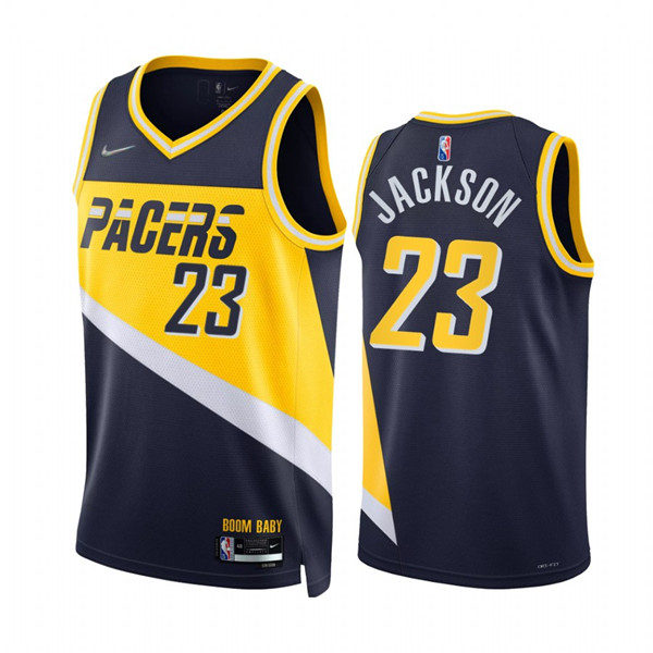 Men's Indiana Pacers #23 Isaiah Jackson 2021/22 Navy City Edition 75th Anniversary Stitched Basketball Jersey