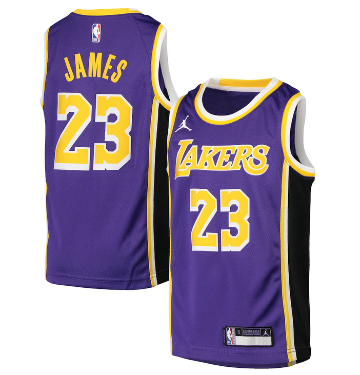 Men's Los Angeles Lakers #23 LeBron James Purple 2020/21 Swingman Statement Edition Stitched Jersey