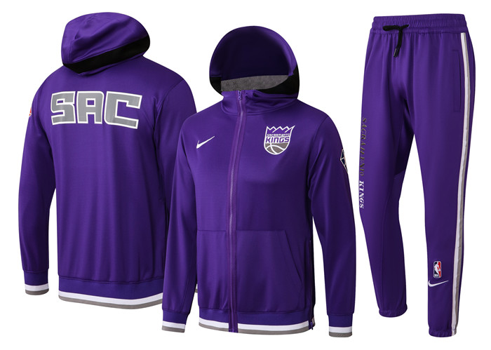 Men's Sacramento Kings 75th Anniversary Purple Performance Showtime Full-Zip Hoodie Jacket And Pants   Suit