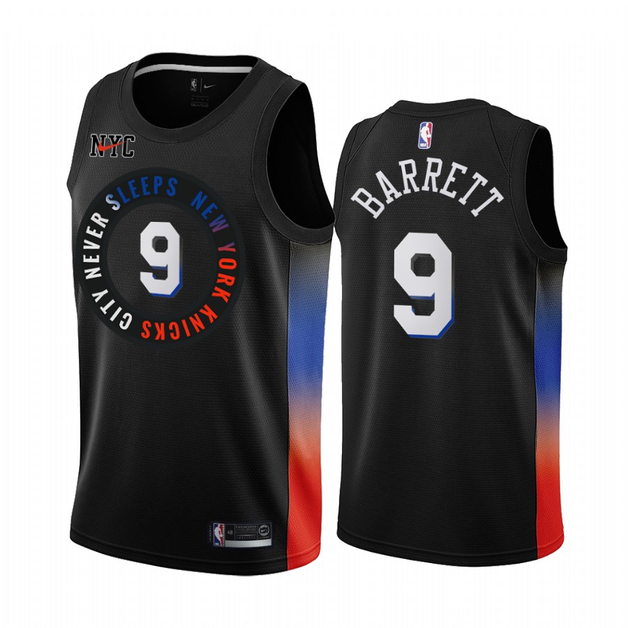 New Yok Knicks #9 RJ Barrett 2020 Black City Edition Stitched Swingman Jersey