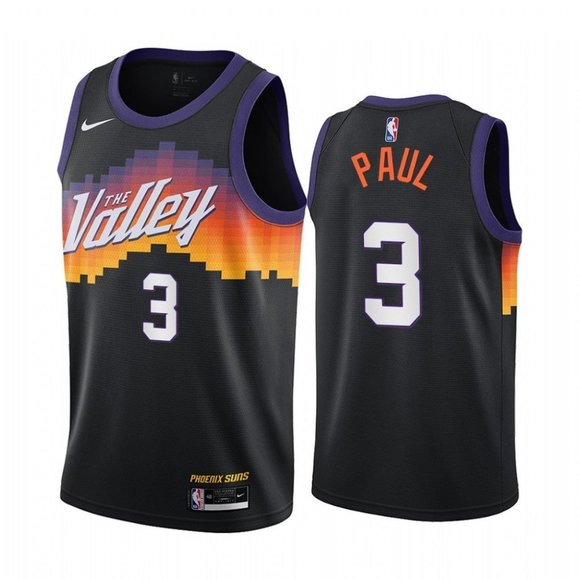 Men's Phoenix Suns #3 Chris Paul 2020 Black City Edition Stitched Jersey
