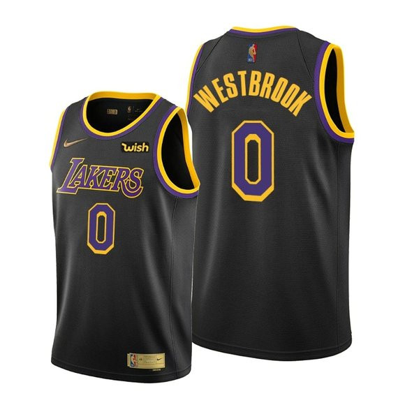 Men's Los Angeles Lakers #0 Russell Westbrook Black/Purple Stitched Basketball Jersey