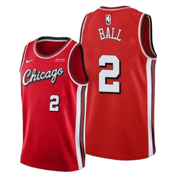 Men's Chicago Bulls #2 Lonzo Ball Red City Edition Swingman Stitched Basketball Jersey