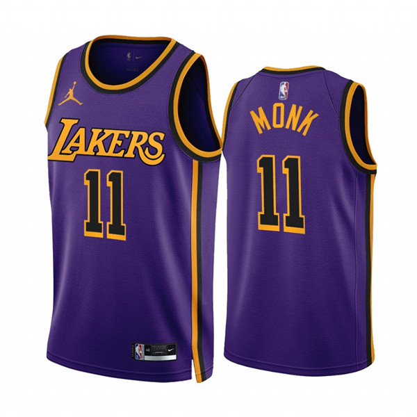 Men's Los Angeles Lakers #11 Malik Monk 2022/23 Purple Statement Edition Stitched Basketball Jersey