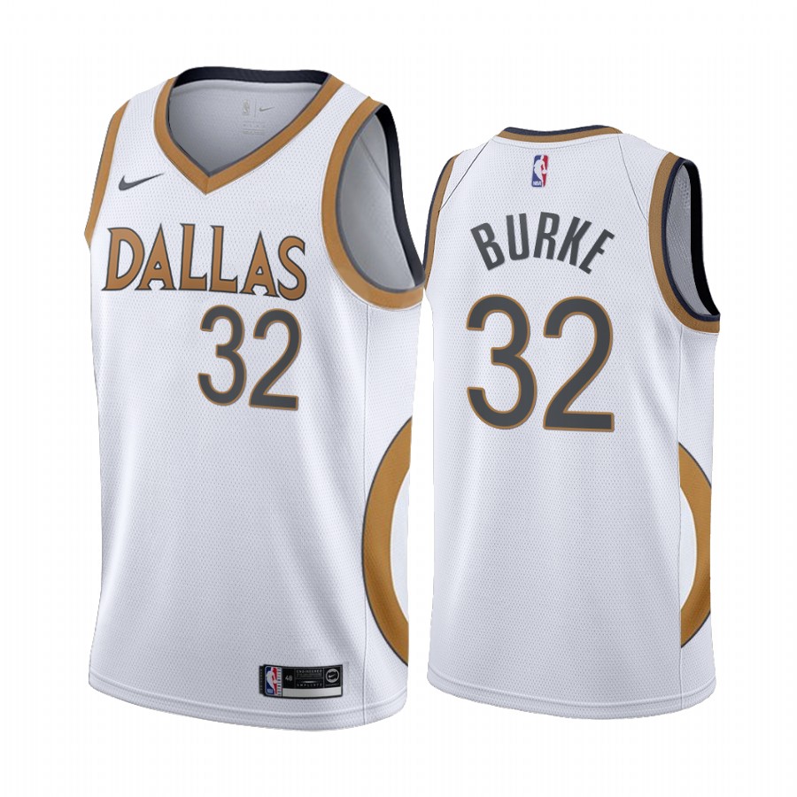 Men's Dallas Mavericks #32 Trey Burke 2020 White City Edition Stitched Jersey