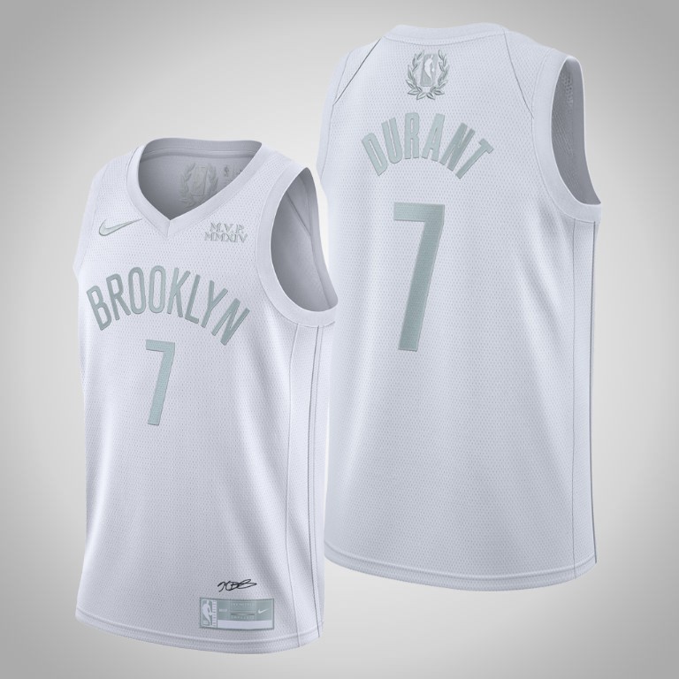 Men's Brooklyn Nets #7 Kevin Durant White MVP Stitched Jersey