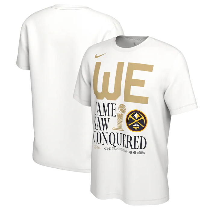 Men's Denver Nuggets White 2023 Finals Champions Celebration Parade T-Shirt