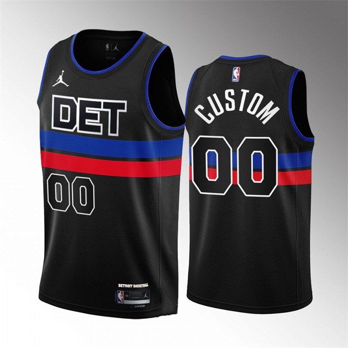 Men's Detroit Pistons Active Player Custom Black 2022/23 Statement Edition Stitched Jersey