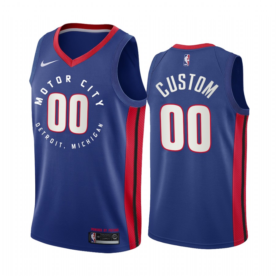 Men's Detroit Pistons Active Player 2020 Blue City Edition Custom Stitched NBA Jersey