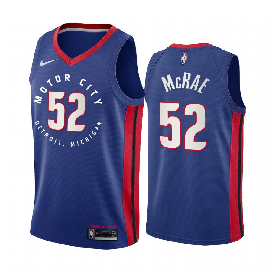 Men's Detroit Pistons #52 Jordan McRae 2020 Blue City Edition Stitched Jersey