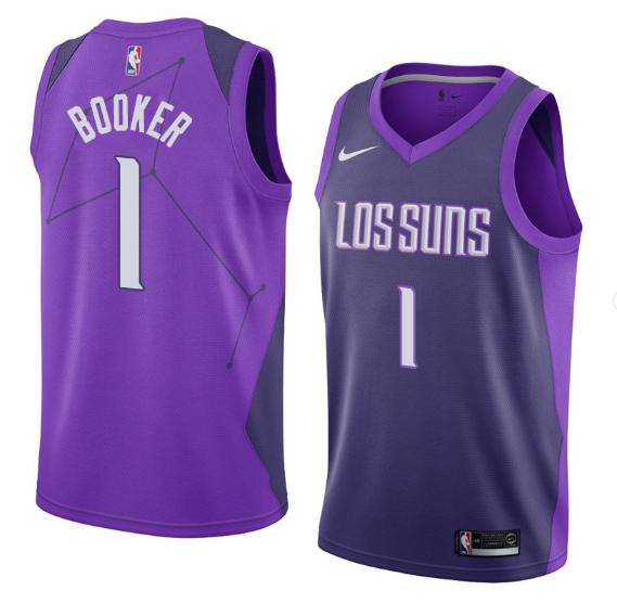 Men's Phoenix Suns #1 Devin Booker Purple Stitched NBA Jersey