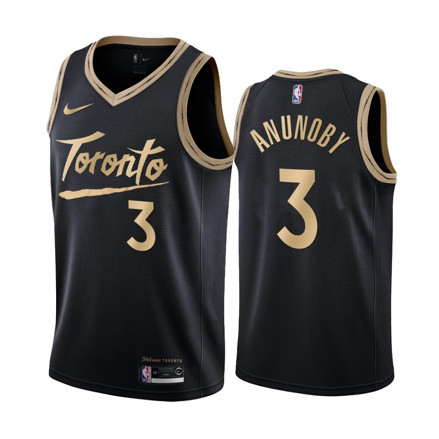 Men's Toronto Raptors #3 OG Anunoby Black City Edition Stitched Jersey