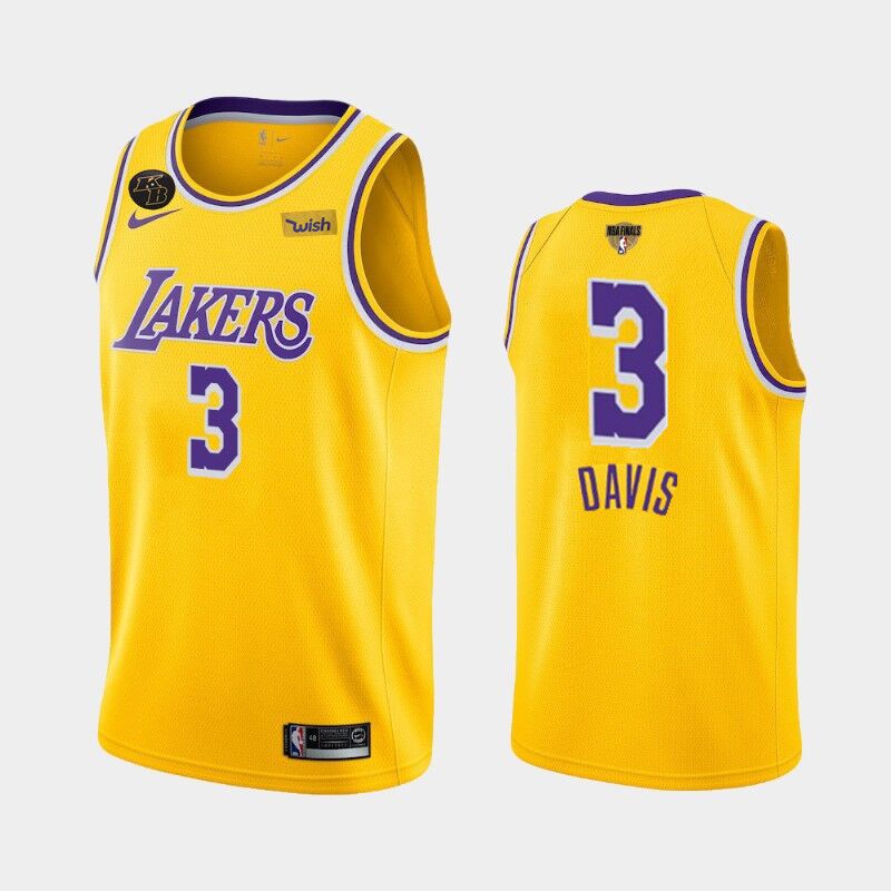 Men's Los Angeles Lakers #3 Anthony Davis 2020 Gold Finals Bound With KB Patch Stitched Jersey