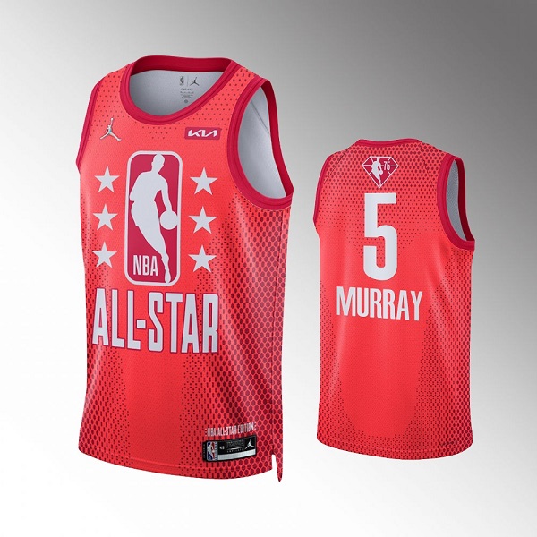 Men's San Antonio Spurs #5 Dejounte Murray 2022 All-Star Maroon Stitched Jersey