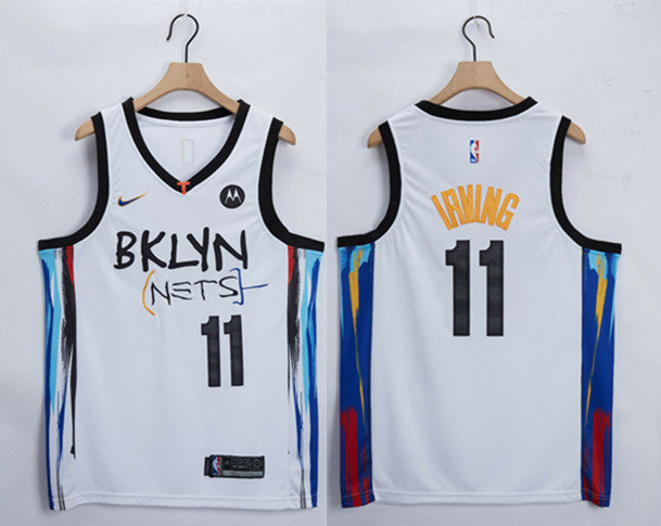 Men's Brooklyn Nets #11 Kyrie Irving White Stitched Jersey