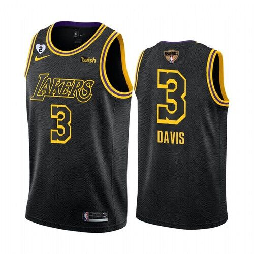 Men's Los Angeles Lakers #3 Anthony Davis 2020 Black Finals Bound With GiGi Patch Stitched Jersey