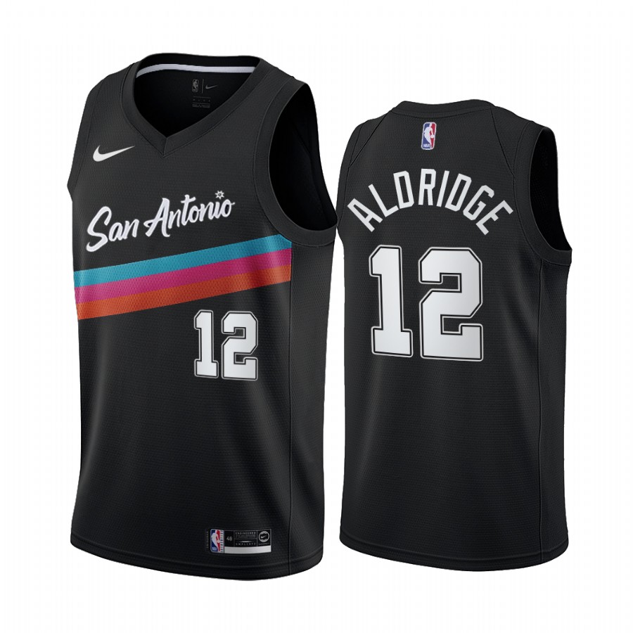 Men's San Antonio Spurs #12 LaMarcus Aldridge 2020 Black City Edition Stitched Jersey