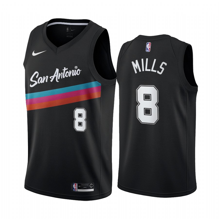 Men's San Antonio Spurs #8 Patty Mills 2020 Black City Edition Stitched Jersey