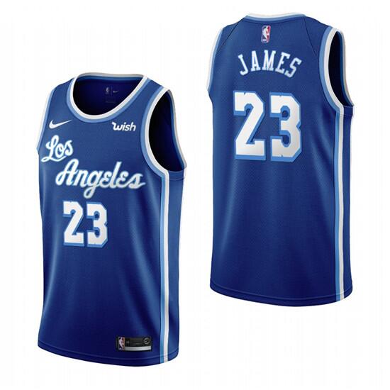 Men's Los Angeles Lakers #23 LeBron James Blue Classic Edition Swingman Stitched Jersey