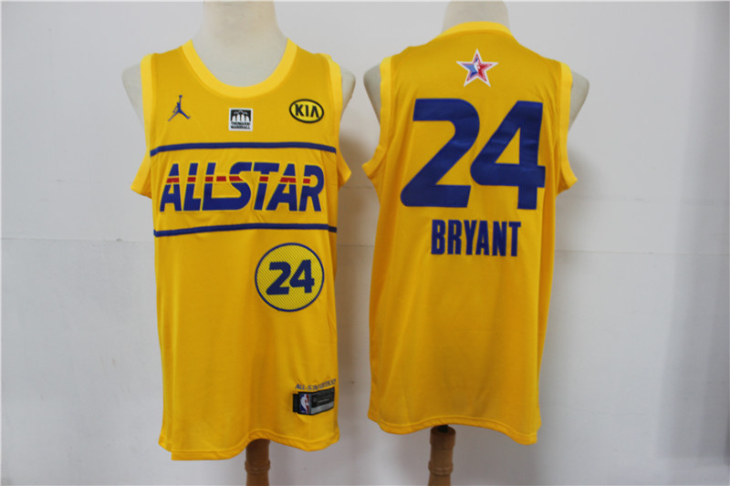 Men's 2021 All-Star #24 Kobe Bryant Yellow Western Conference Stitched NBA Jersey