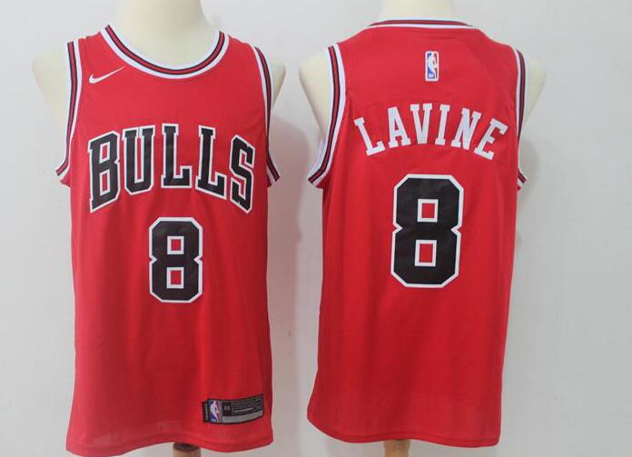 Men's Chicago Bulls #8 Zach LaVine Red Nike Road Stitched NBA Jersey