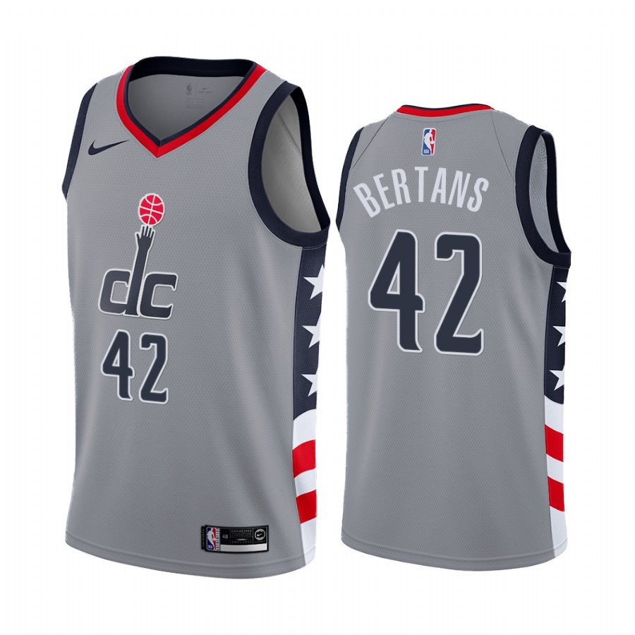 Men's Washington Wizards #42 Davis Bertans Grey City Edition Stitched Jersey