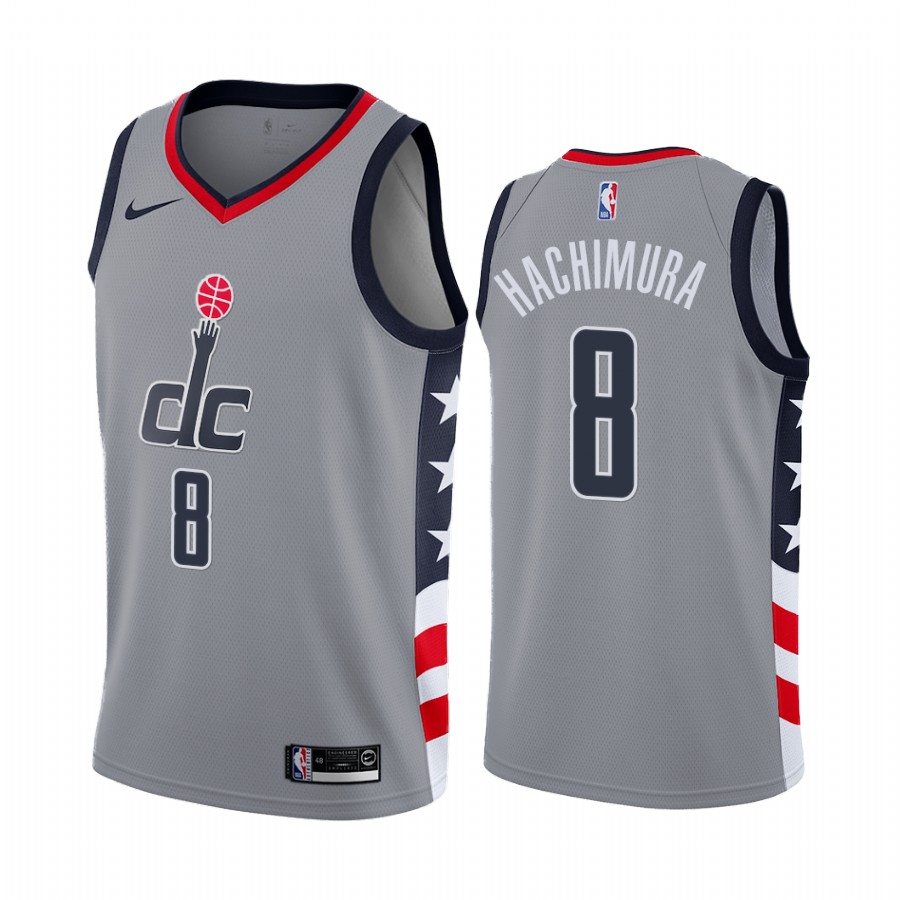 Men's Washington Wizards #8 Rui Hachimura Grey City Edition Stitched Jersey