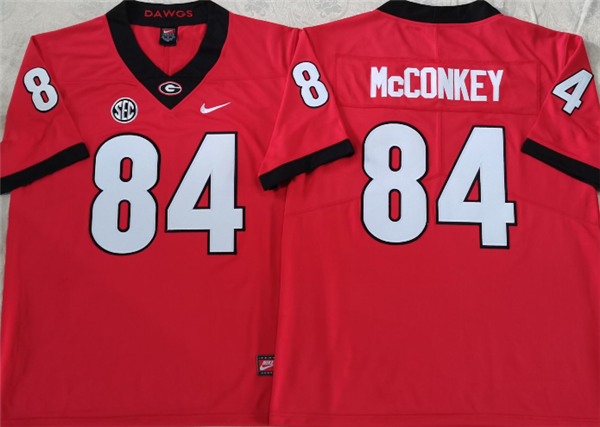 Men’s Georgia Bulldogs #84 McCONKEY Red College Football Stitched Jersey
