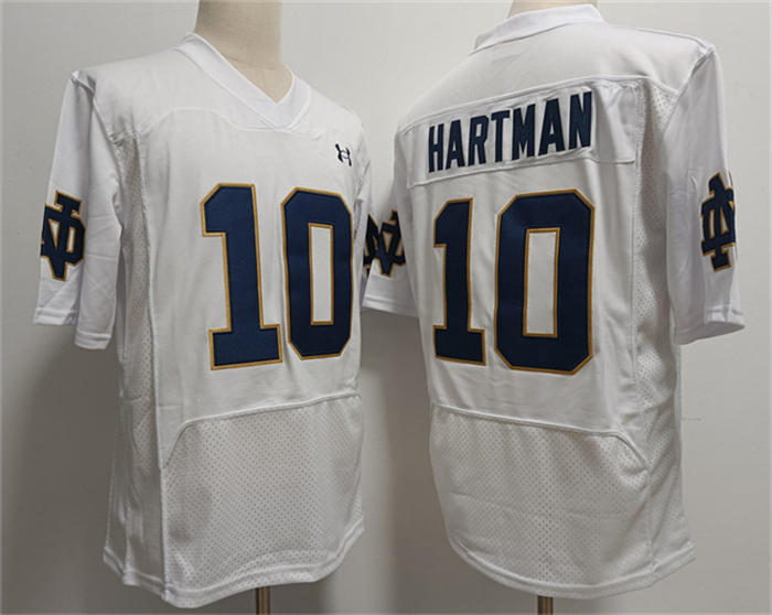 Men's Notre Dame Fighting Irish #10 Sam Hartman White With Name Stitched Jersey
