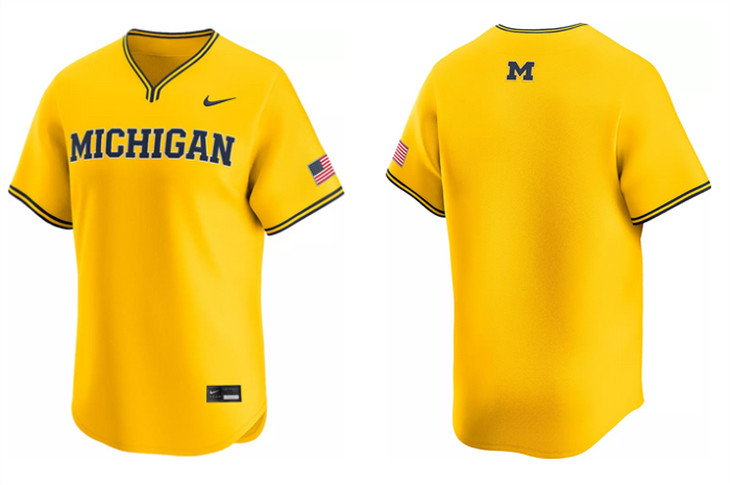 Men's Michigan Wolverines Blank Yellow Stitched Baseball Jersey