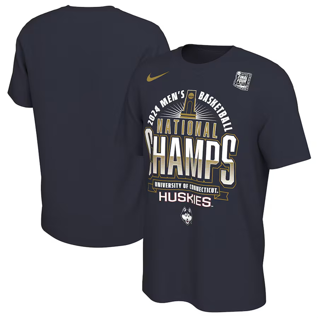Men's UConn Huskies Navy Basketball National Champions Locker Room T-Shirt