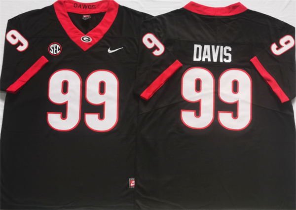 Men’s Georgia Bulldogs #99 DAVIS Black College Football Stitched Jersey