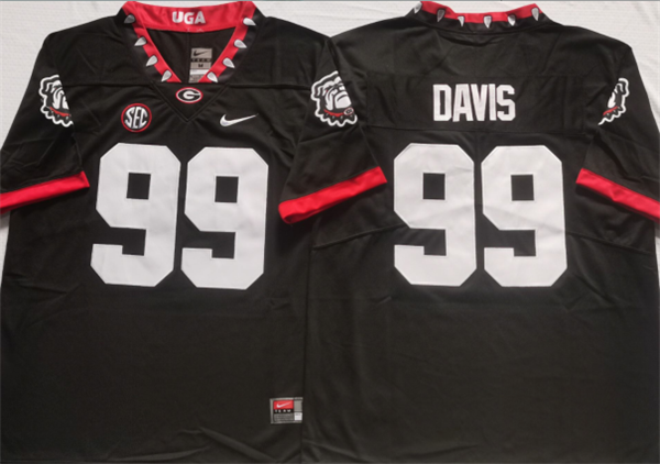 Men’s Georgia Bulldogs #99 DAVIS Black College Football Stitched Jersey